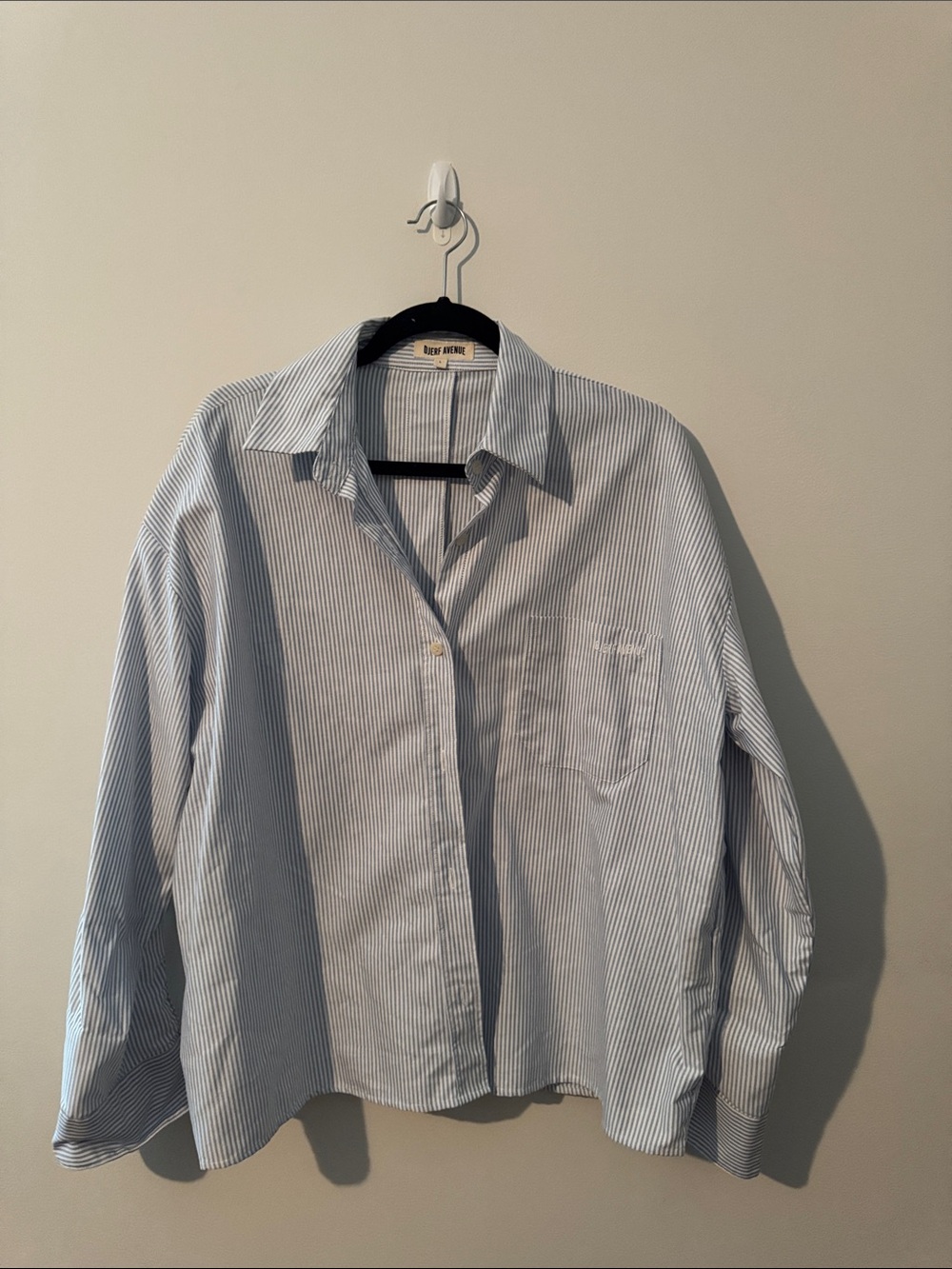 Djerf Avenue blue and white button up